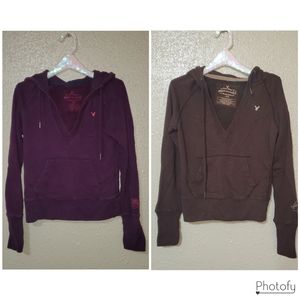 ●SOLD● Women's American Eagle Pullover Hoodie - Purple Wine and Brown